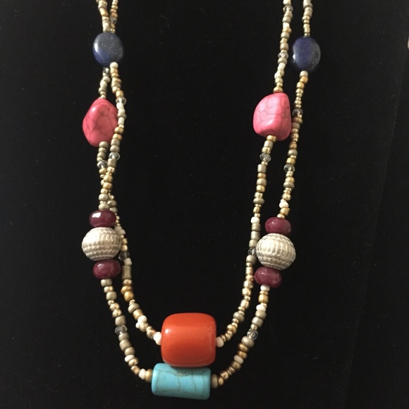 NEW CHICO'S MULTI COLOR MULTI BEADS NECKLACE - Picture 2 of 3